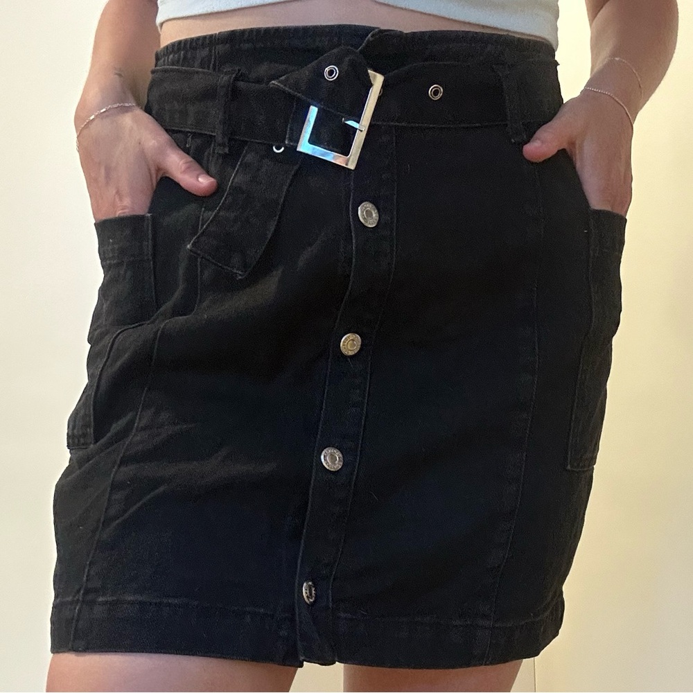Topshop Black Denim Skirt